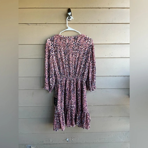 NWT Lulu’s Parkside Mauve Multi Print Half-Sleeve V-Neck Mini Dress Size Small - Picture 9 of 9
